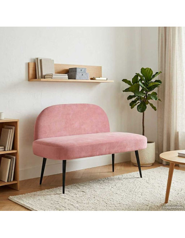 Panchina imbottita con schienale Rosa 110 x 60 x 76 cm Velluto