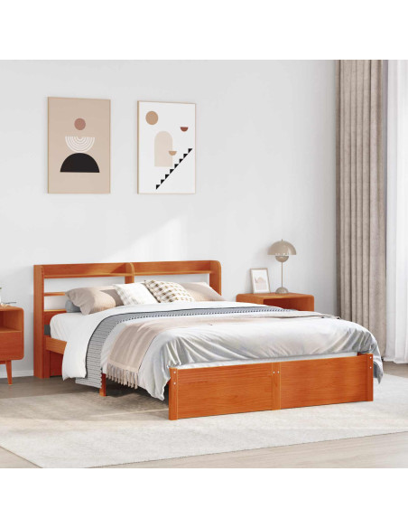 Struttura del letto 2 pcs Marrone cerato Legno di Pino Massello