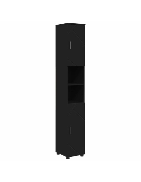 Mobile da Bagno con archiviazione Nero 30 x 35 x 192 cm