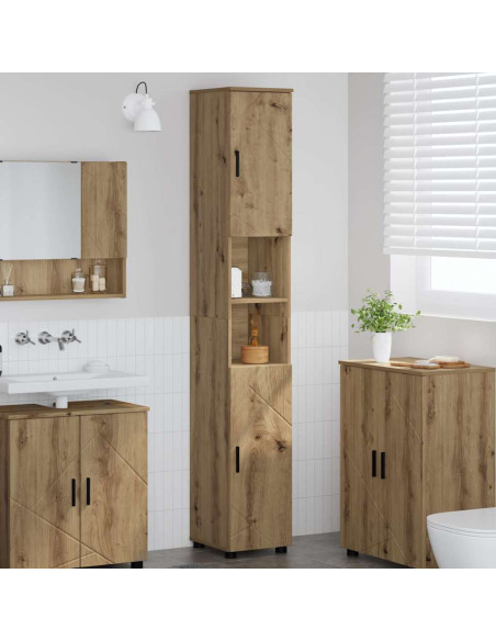 Mobile da Bagno con porta Rovere artigianale 30 x 35 x 192 cm