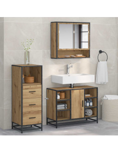 Set di mobili per il bagno con porta 3 pcs Rovere artigianale