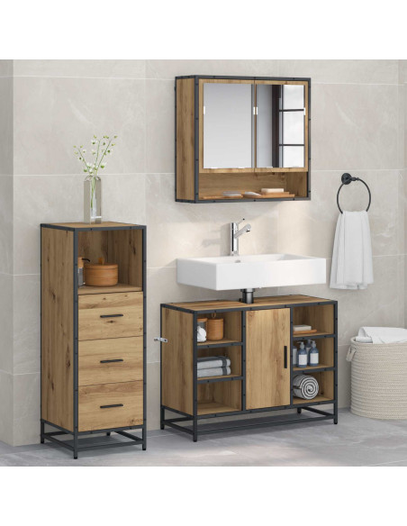 Set di mobili per il bagno con porta 3 pcs Rovere artigianale