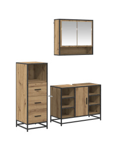 Set di mobili per il bagno con porta 3 pcs Rovere artigianale 2