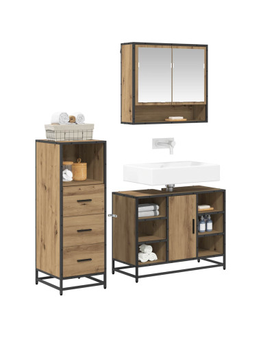 Set di mobili per il bagno con porta 3 pcs Rovere artigianale