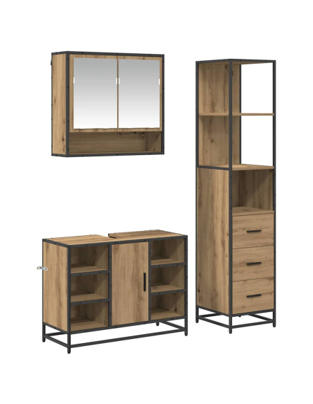 Set di mobili per il bagno con porta 3 pcs Rovere artigianale