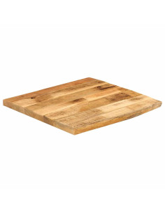 Piano Tavolo 80x80x3,8cm Bordi Vivi Legno Massello Mango Grezzo
