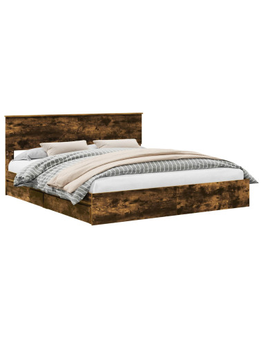 Letto con Contenitore con testiera Rovere fumé 180 x 200 cm