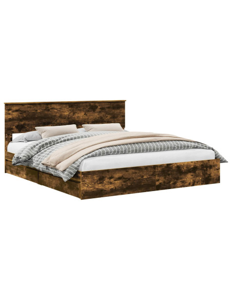 Letto con Contenitore con testiera Rovere fumé 180 x 200 cm
