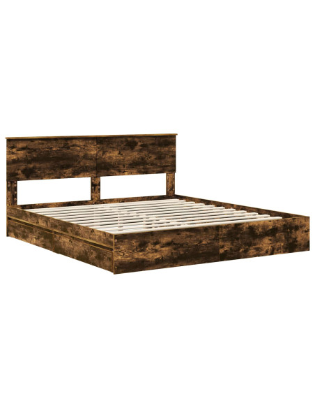 Letto con Contenitore con testiera Rovere fumé 180 x 200 cm