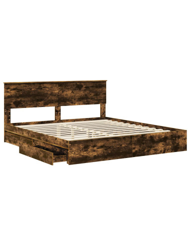 Letto con Contenitore con testiera Rovere fumé 180 x 200 cm