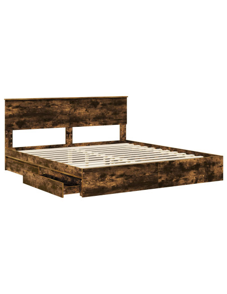 Letto con Contenitore con testiera Rovere fumé 180 x 200 cm