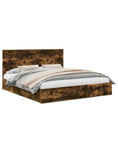 Letto con Contenitore con testiera Rovere fumé 180 x 200 cm