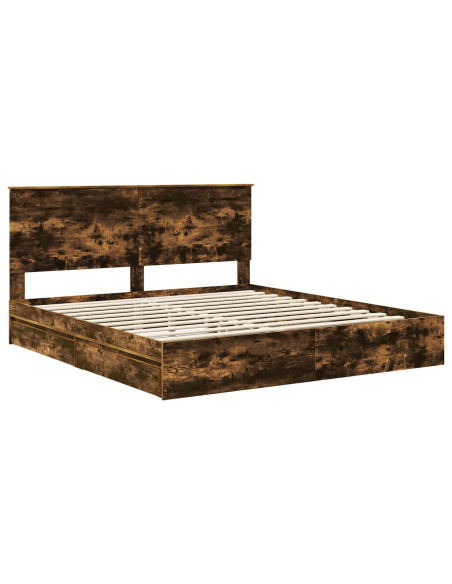 Letto con Contenitore con testiera Rovere fumé 180 x 200 cm