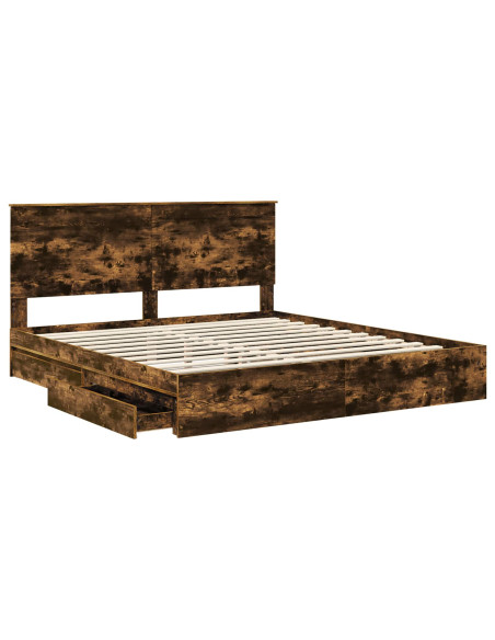 Letto con Contenitore con testiera Rovere fumé 180 x 200 cm