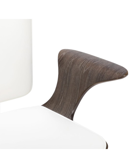 Sedia da Ufficio Girevole Bianca in Similpelle e Legno Curvato