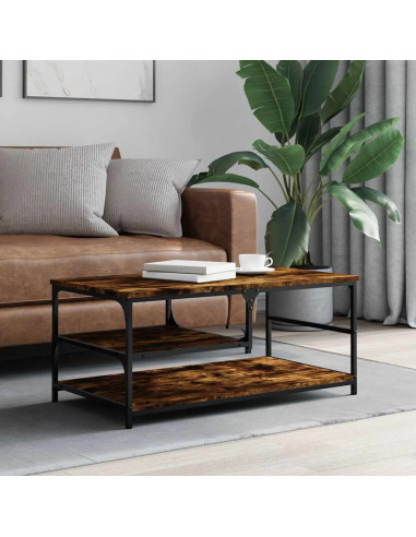 Tavolino da Salotto Rovere Fumo 90x49x40 cm Legno Multistrato