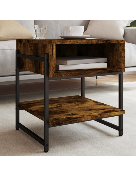 Tavolino da Salotto Rovere Fumo 40x40x45 cm Legno Multistrato