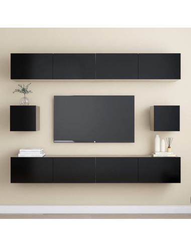 Set di Mobili Porta TV 6 pz Nero in Legno Multistrato