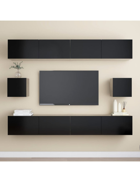 Set di Mobili Porta TV 6 pz Nero in Legno Multistrato