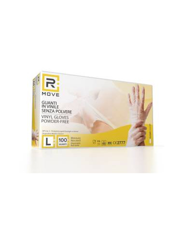 RMove 1Conf. da 100pz Tg.L - Guanti Vinyl Clear Uso Medico Senza Polvere