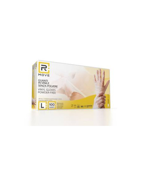 RMove 1Conf. da 100pz Tg.L - Guanti Vinyl Clear Uso Medico Senza Polvere