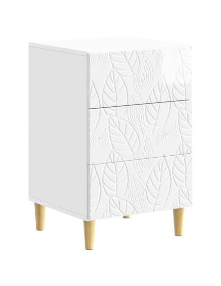 Comodino Bianco Lucido 43 x 39,5 x 66,5 cm Legno ingegnerizzato