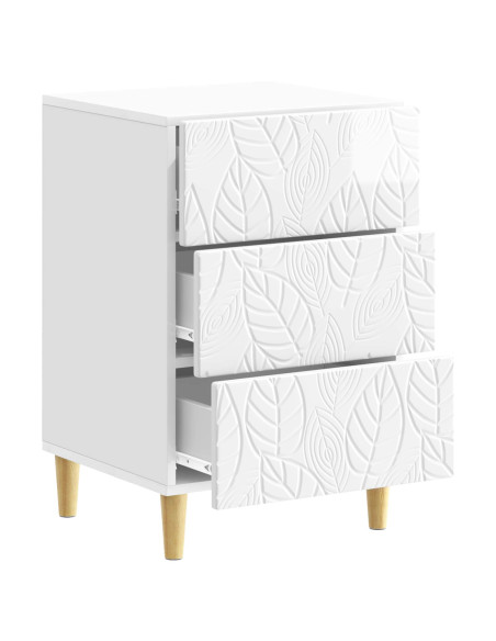 Comodino Bianco Lucido 43 x 39,5 x 66,5 cm Legno ingegnerizzato