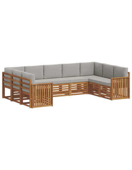 Set divani con cuscino 9 pcs Grigio Naturale e Chiaro