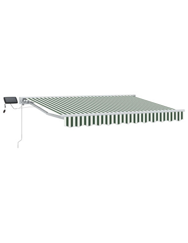 Cornice per Tenda Manuale con LED Verde e Bianco 3,5 x 2 m