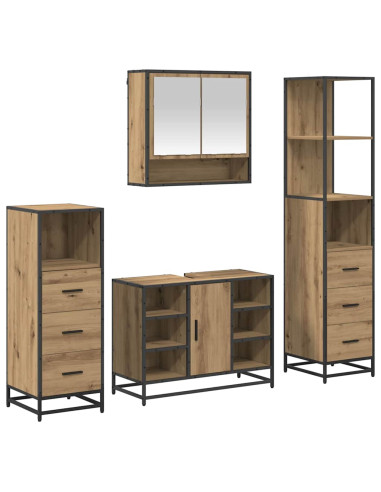 Set di mobili per il bagno con porta 4 pcs Rovere artigianale