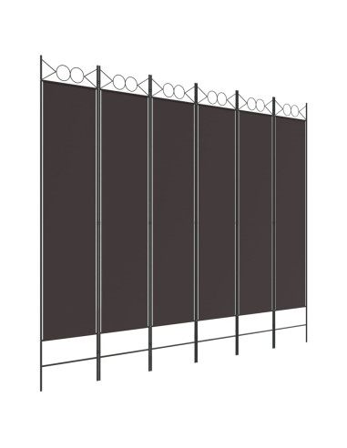 Divisorio a 6 Pannelli Marrone 240x200 cm in Tessuto
