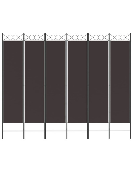 Divisorio a 6 Pannelli Marrone 240x200 cm in Tessuto