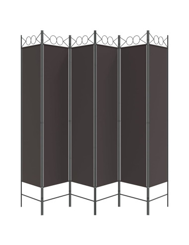Divisorio a 6 Pannelli Marrone 240x200 cm in Tessuto