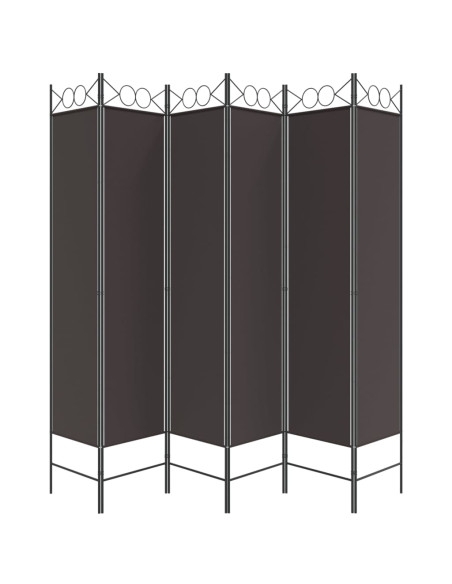 Divisorio a 6 Pannelli Marrone 240x200 cm in Tessuto