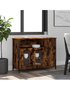 Credenza Rovere Fumo 100x35x75 cm in Legno Multistrato