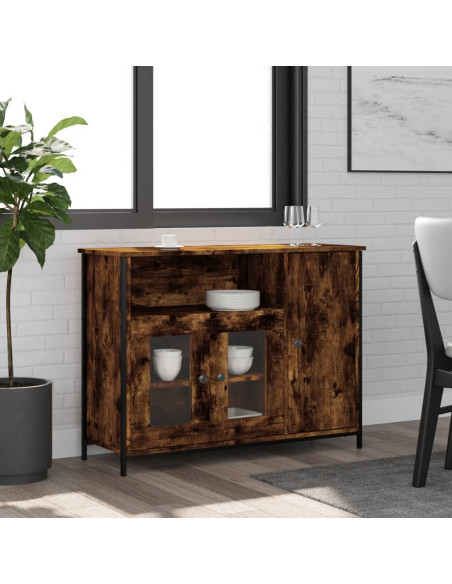 Credenza Rovere Fumo 100x35x75 cm in Legno Multistrato