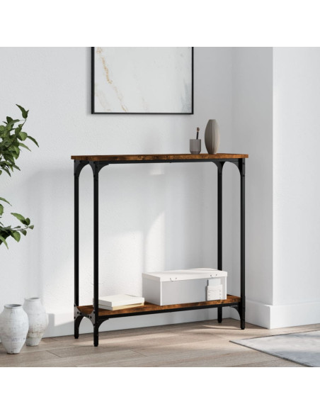 Tavolino Consolle Rovere Fumo 75x22,5x75 cm Legno Multistrato