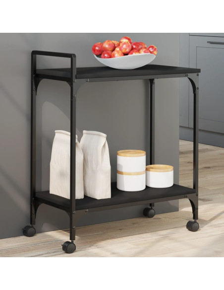 Carrello da Cucina Nero 60,5x31x72,5 cm in Legno Multistrato