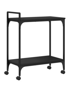 Carrello da Cucina Nero 60,5x31x72,5 cm in Legno Multistrato 2