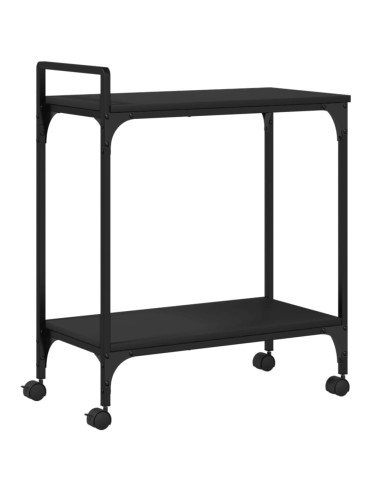 Carrello da Cucina Nero 60,5x31x72,5 cm in Legno Multistrato