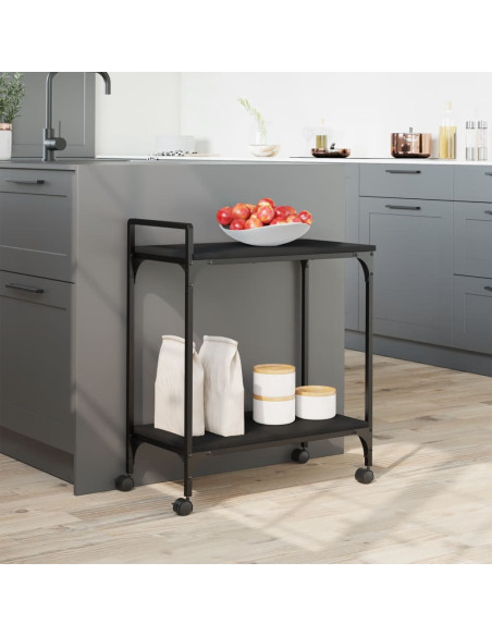 Carrello da Cucina Nero 60,5x31x72,5 cm in Legno Multistrato