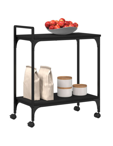 Carrello da Cucina Nero 60,5x31x72,5 cm in Legno Multistrato