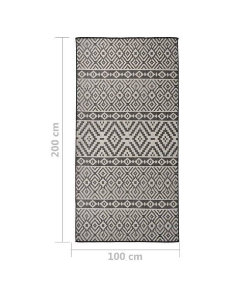 Tappeto da Esterni a Tessitura Piatta 100x200 cm Strisce Nere
