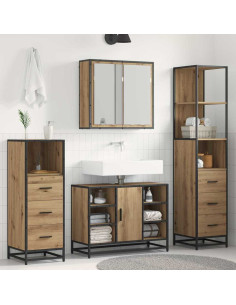Set di mobili per il bagno con porta 4 pcs Rovere artigianale