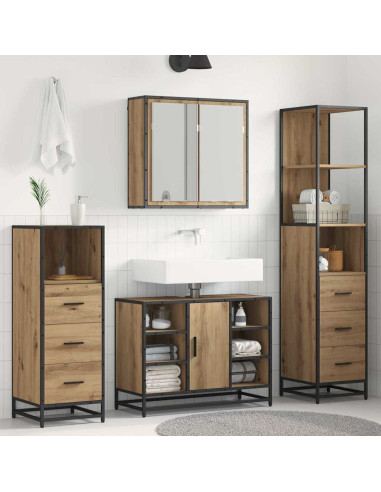 Set di mobili per il bagno con porta 4 pcs Rovere artigianale