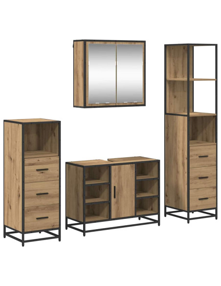 Set di mobili per il bagno con porta 4 pcs Rovere artigianale