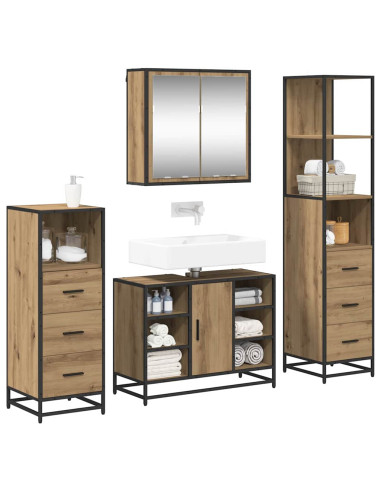 Set di mobili per il bagno con porta 4 pcs Rovere artigianale