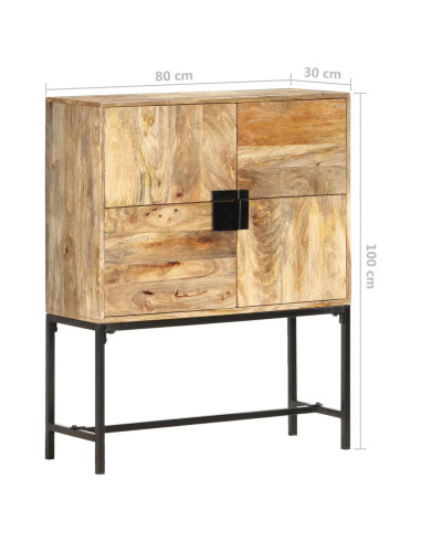 Credenza 80x30x100 cm in Legno Massello di Mango