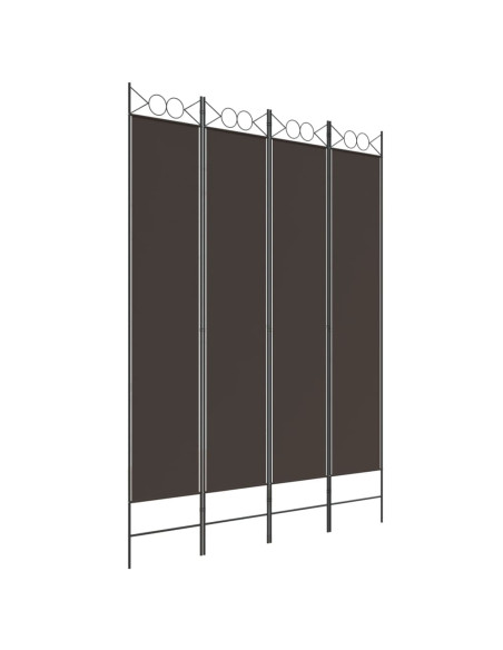 Divisorio a 4 Pannelli Marrone 160x220 cm in Tessuto