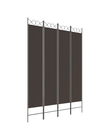Divisorio a 4 Pannelli Marrone 160x220 cm in Tessuto